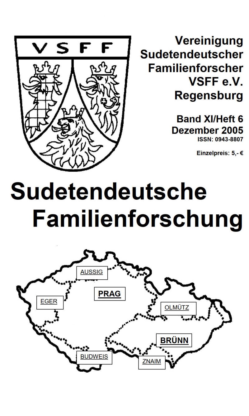 Sudetendeutsche Familienforschung - Band XI Heft 6 - Dezember 2005 - PDF-Version